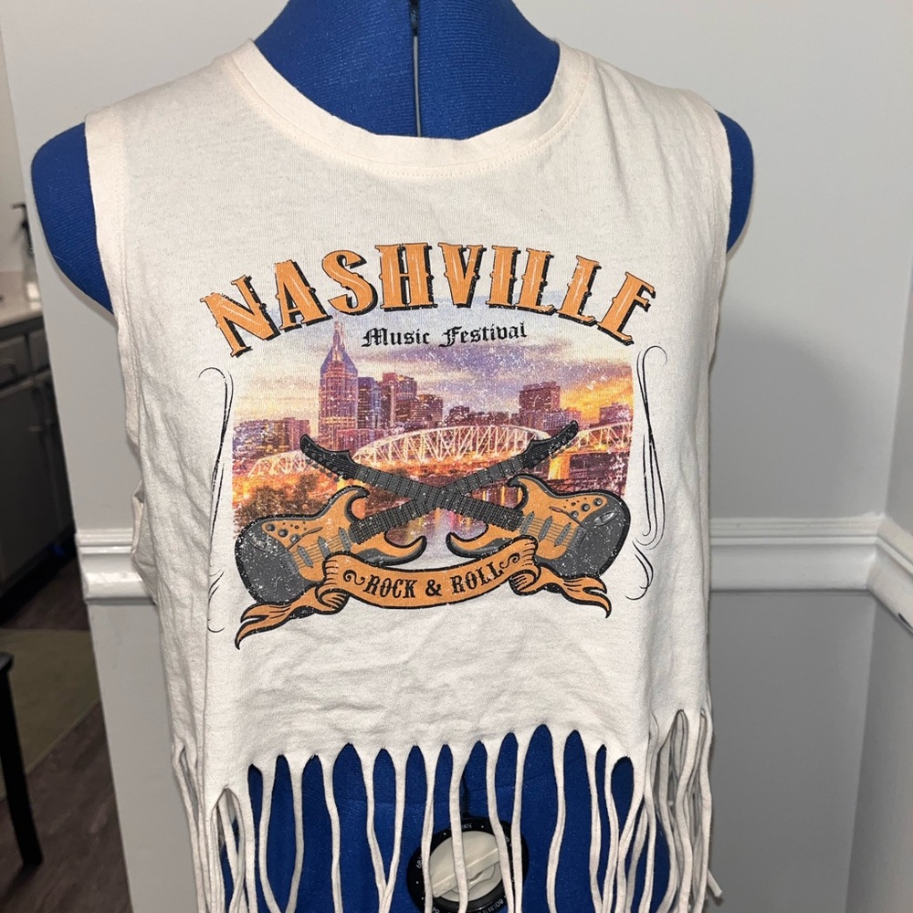 Nashville Music Festival Kids Fringe Tank Top - Cream